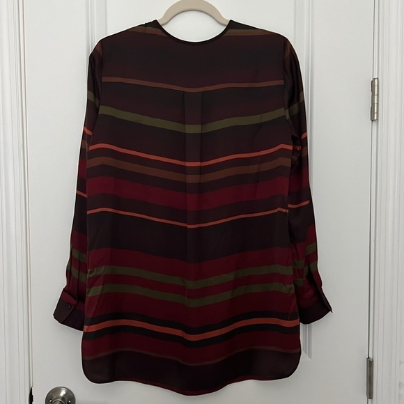 Lafayette 148 Prisha Autumn Sheen Rust Stripe Tunic Blouse Size Small - Picture 15 of 17